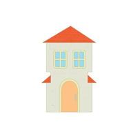 Cottage with an arched door and red roof icon vector