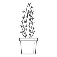 icono de maceta de cactus, estilo de contorno vector