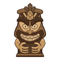 Totem tiki idol icon, cartoon style vector