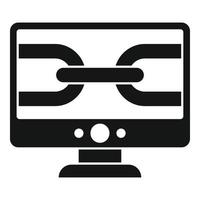 Computer backlink strategy icon, simple style vector