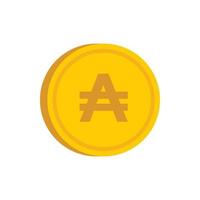 moneda de oro con icono de signo austral, tipo plano vector