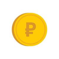 Gold coin with ruble sign icon, flat style vector