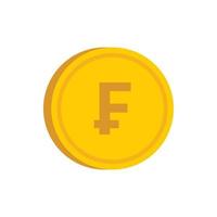 Gold coin with franc sign icon, flat style vector