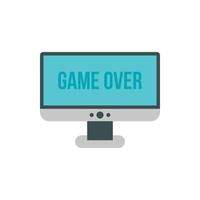 Monitor with word game over icon, flat style vector