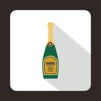 Champagne bottle icon, flat style vector