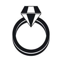 icono de anillo de diamante único, estilo simple vector