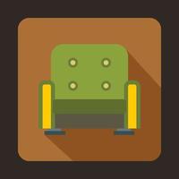 Green armchair icon, flat style vector