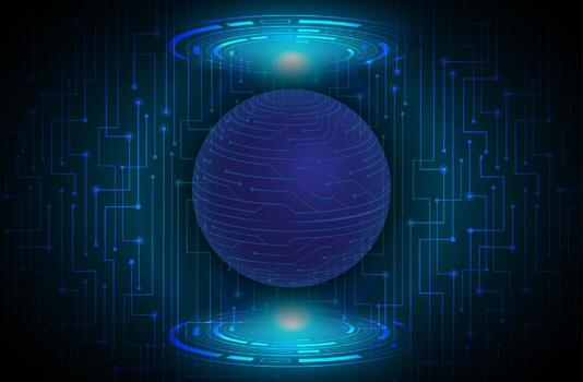 Modern Data Globe Holograph on Technology Background vector