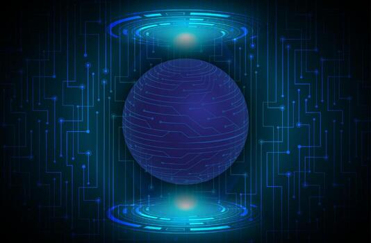Modern Data Globe Holograph on Technology Background vector