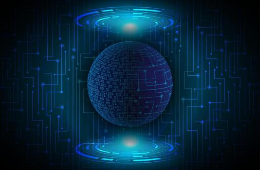 holograma de globo de datos moderno sobre fondo de tecnología vector