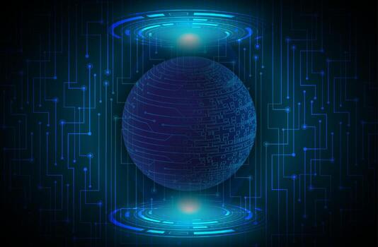 Modern Data Globe Holograph on Technology Background vector