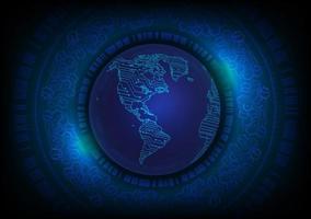 Modern World Map on Technology Background vector