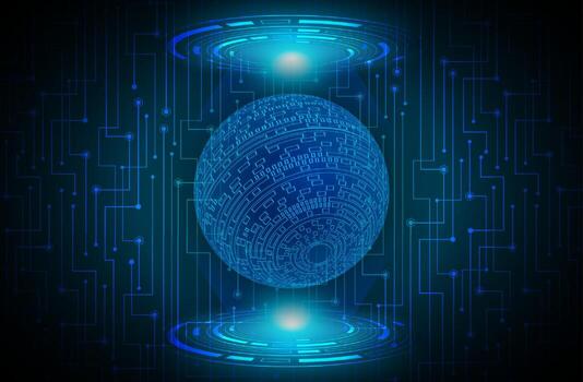 holograma de globo de datos moderno sobre fondo de tecnología vector