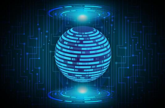 holograma de globo de datos moderno sobre fondo de tecnología vector