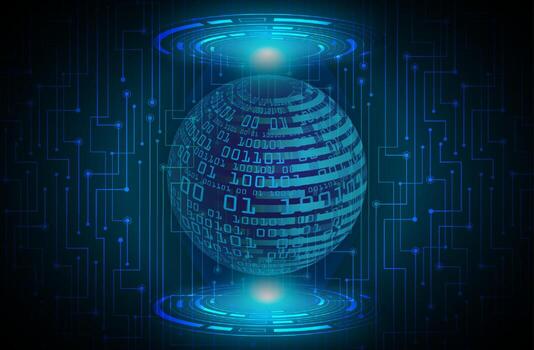 holograma de globo de datos moderno sobre fondo de tecnología vector