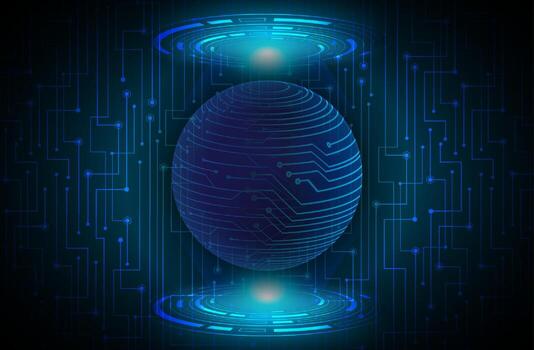 Modern Data Globe Holograph on Technology Background vector