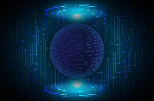 Modern Data Globe Holograph on Technology Background vector