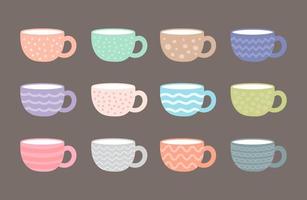 lindo juego de tazas de té vector