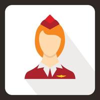 Stewardess icon, flat style vector