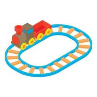 Toy train icon, cartoon style vector
