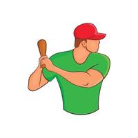 Baseball player with bat icon, cartoon style vector