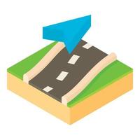 Pointer on road map icon, cartoon style vector