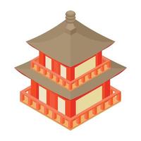 Pagoda icon, cartoon style vector