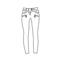 icono clásico de jeans de mujer, estilo de contorno vector