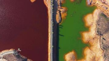 Aerial view of Mining activity. Polluted river and water. Apocalypse scenery. Earth and destruction of nature. Extracting natural resources from the Earth. Ecological disaster. video