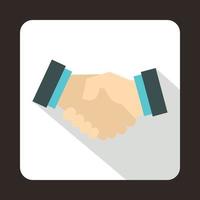 Business handshake icon, flat style vector