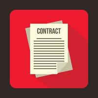 Business contract icon, flat style vector