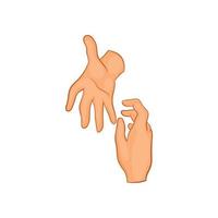 Helping hand icon, cartoon style vector