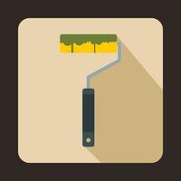 Paint roller icon, flat style vector