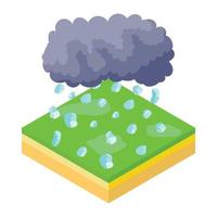 icono de nube y granizo, estilo de dibujos animados vector