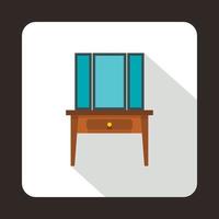 Dressing table with a mirror icon, flat style vector