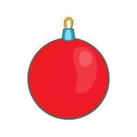 Red Christmas ball icon, cartoon style vector