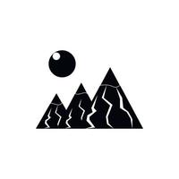 Mountains with sun icon, simple style vector