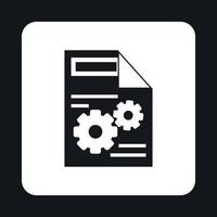 Sheet of paper with gears icon vector