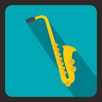 Saxophone icon, flat style vector