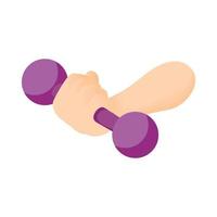 Dumbbell in hand icon, cartoon style vector