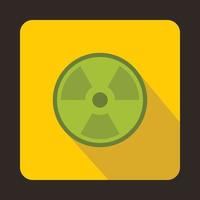 Green radioactive sign icon, flat style vector