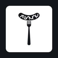 Sausage on a fork icon, simple style vector