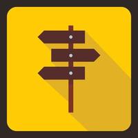 Road sign icon, flat style vector