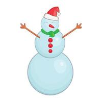 Snowman icon, cartoon style vector