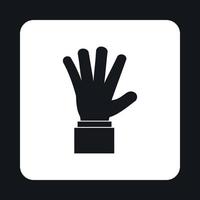 Hand showing five fingers icon, simple style vector