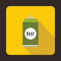 icono de lata de cerveza, estilo plano vector