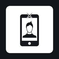 Photo of a man on the screen of smartphone icon vector