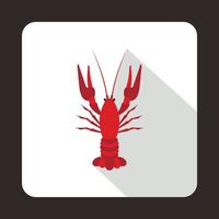 Boiled red crayfish icon, flat style vector