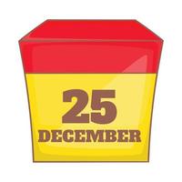 Calendar with christmas date icon, cartoon style vector