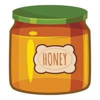 Jar of honey icon, cartoon style vector